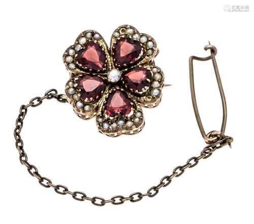 Garnet oriental pearl brooch V