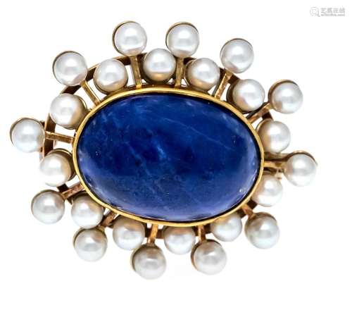 Lapis lazuli pearl brooch / pe