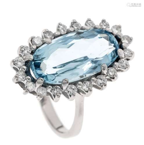 Aquamarine diamond ring WG 585