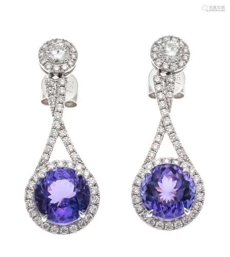 Tanzanite diamond stud earring