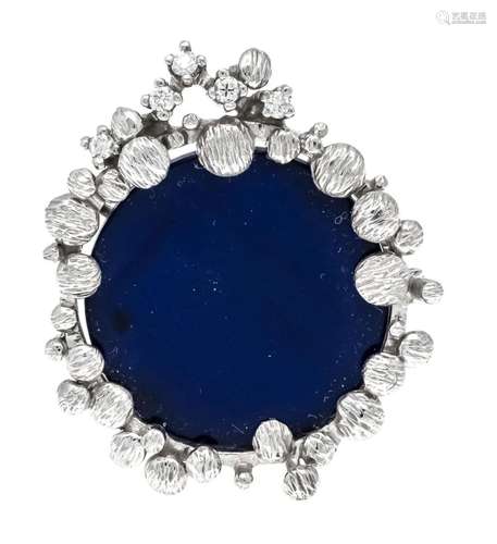 Lapis lazuli diamond brooch WG