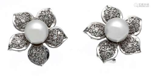 Akoya diamond clip earrings WG