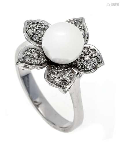 Akoya pearl diamond ring WG 58