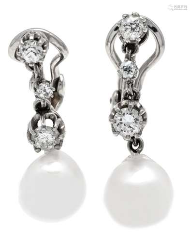 Pearl diamond earclips WG 585/