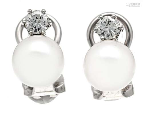 Akoya diamond clip earrings WG