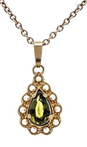 Peridot-orient pearl pendant G