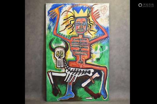 Jean-Michel BASQUIAT (1960-1988) (dans le goût de), Homme su...