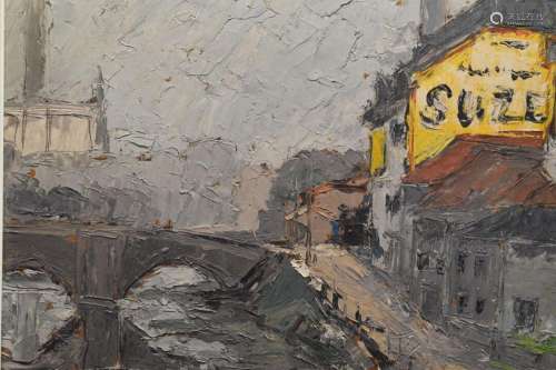 Raymond GAY BELLILE (XX), Le Pont, huile sur panneau