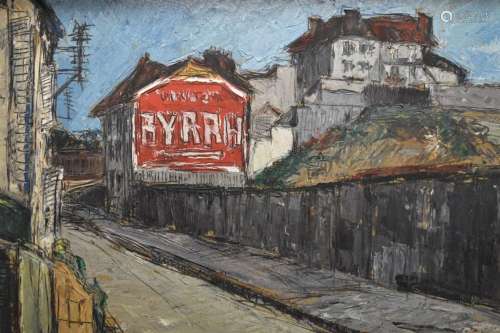 Raymond GAY BELLILE (XX), Vue sur Faubourg, huile sur pannea...