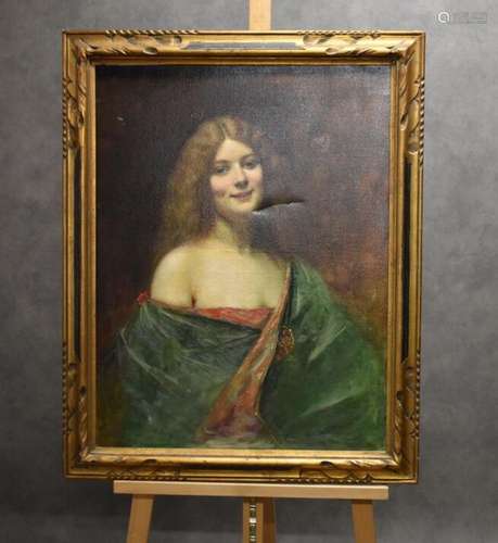 Ecole du XIXème siècle, Portrait de femme, huile sur toile