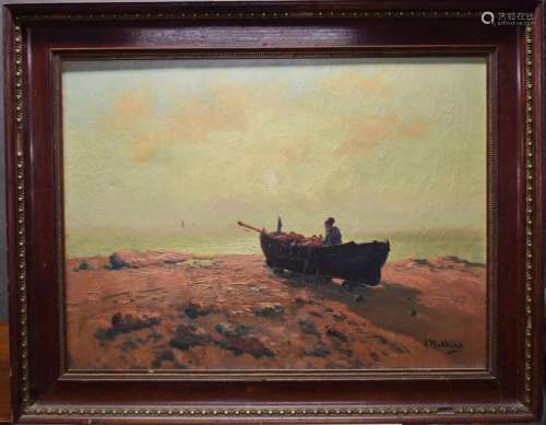 Louis NATTERO (1870-1915), Bord de mer, huile sur toile, Sig...