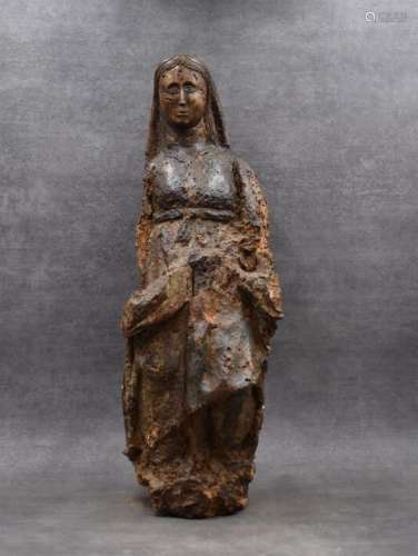 Ecole du XVIIème siècle, Femme, bois sculpté