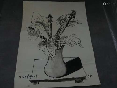 Pierre TROFIMOFF (1925-1996), Nature morte (1988), encre sur...