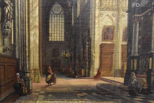 Ecole hollandaise du XIXème siècle, Intérieur de cathédrale,...