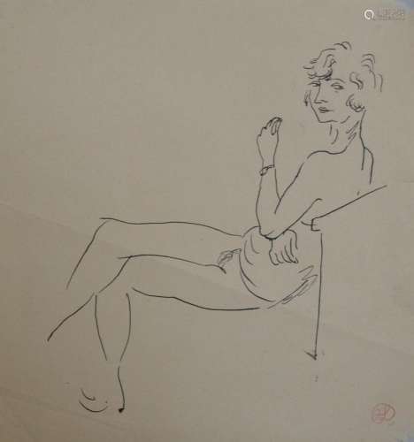Jean LAUNOIS (1898-1942)
Prostituée assise
Encre avec cachet...