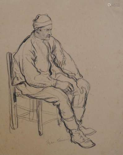 Jean LAUNOIS (1898-1942)
Soldat assis, 
Portrait de dame ass...