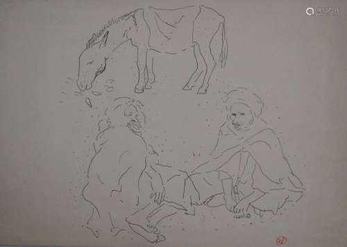 Jean LAUNOIS (1898-1942)
Arabes et un âne
Encre avec cachet ...