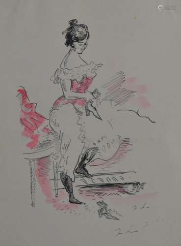 Jean LAUNOIS (1898-1942)
Jeune femme retirant ses bottines
E...
