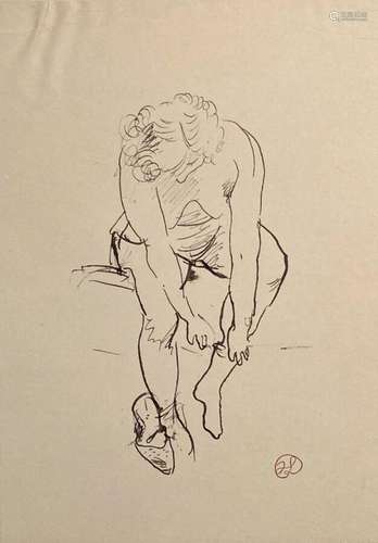 Jean LAUNOIS (1898-1942)
Prostituée enfilant ses bas
Encre a...