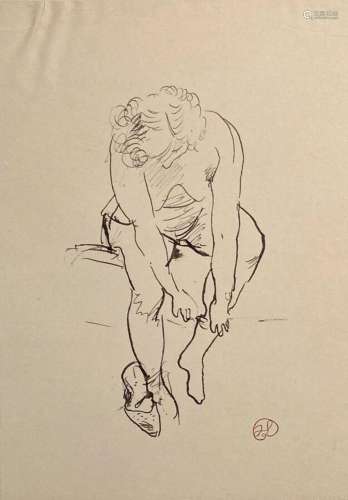 Jean LAUNOIS (1898-1942)
Prostituée enfilant ses bas
Encre a...