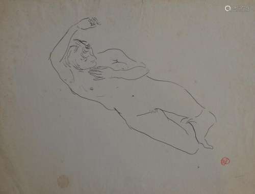 Jean LAUNOIS (1898-1942)
Nu allongé
Encre avec cachet du mon...