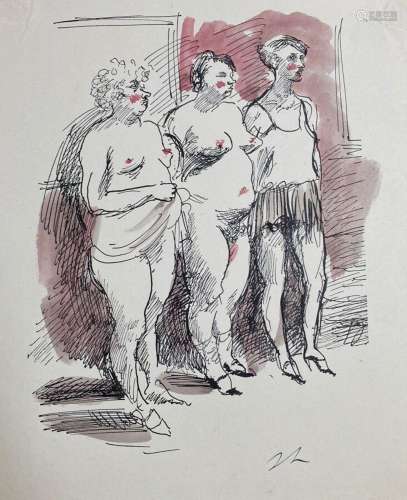 Jean LAUNOIS (1898-1942)
Les trois prostituées
Encre et aqua...