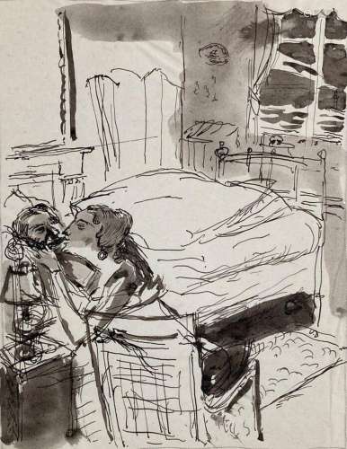 Jean LAUNOIS (1898-1942)
Dans la chambre
Encre et lavis mono...