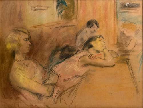 Jean LAUNOIS (1898-1942)
Prostituées accoudées au bar
Crayon...