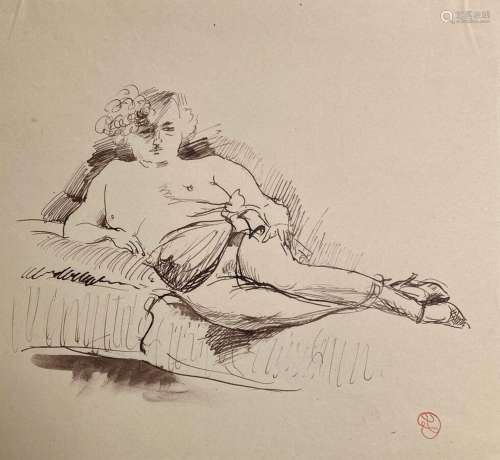Jean LAUNOIS (1898-1942)
Prostituée étendue
Encre avec cache...