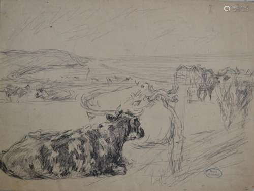 Paul RENOUARD (1845-1924)
Le troupeau de vaches
Dessin avec ...