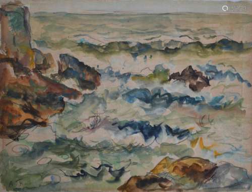 André FRAYE (1888-1963)
Effet de vagues
Aquarelle monogrammé...