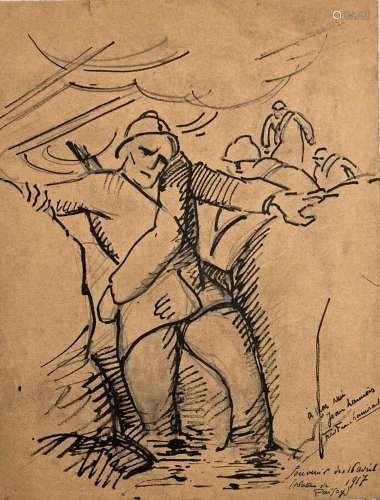 LAMIRAULT (XXème)
Scène de tranchées, 1917