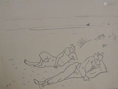 Jean LAUNOIS (1898-1942)
Personnages sur la plage
Encre mono...