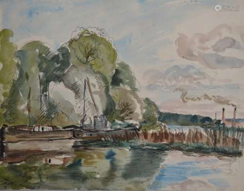 Jean LAUNOIS (1898-1942)
Le chargement des péniches
Aquarell...