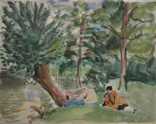 Jean LAUNOIS (1898-1942)
Le repos au bord de la rivière
Aqua...