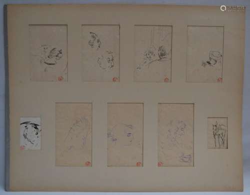 Jean LAUNOIS (1898-1942)
Portraits
Neuf dessins sur un même ...