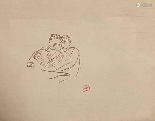 Jean LAUNOIS (1898-1942)
Couple enlacé
Encre avec cachet du ...