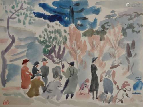 Jean LAUNOIS (1898-1942)
Personnages dans un paysage arboré
...