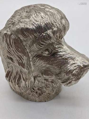 Poodle dog silver stirrup cup, hallmarked London, 1981,