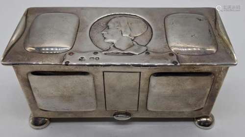 An Arts and Crafts silver box, designed by Kate Harris,