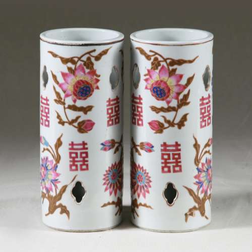 Pair Chinese Porcelain Hat Stands, 19th Century