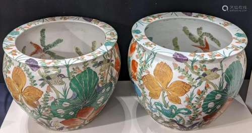 A near pair of large Chinese jardiniere, early 20th