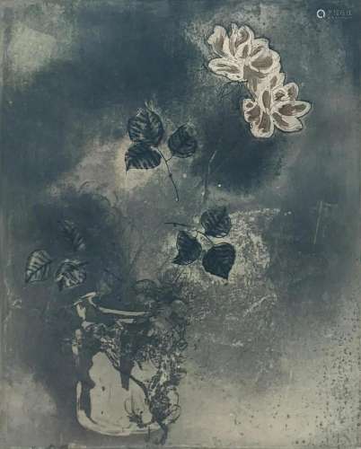 Kaiko Moti (1921-1989), Vase of Flowers, aquatint,