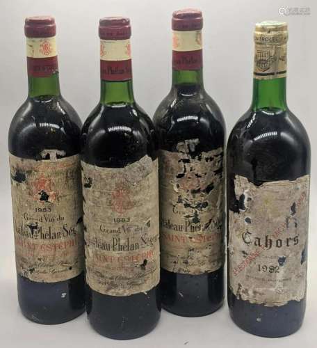 3 bottles of 1983 ChÃ¢teau PhÃ©lan-SÃ©gur, together