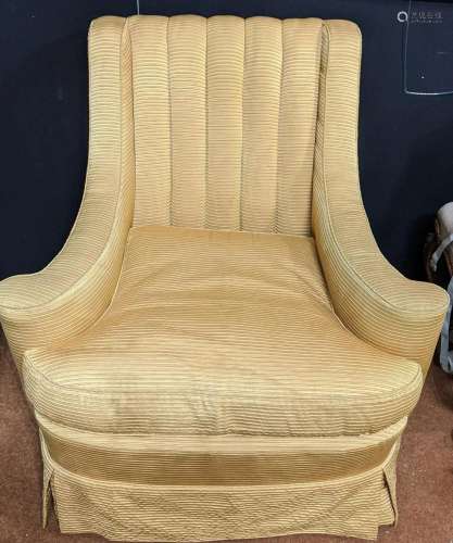 Howard Chairs Ltd gold silk upholstered armchair, late