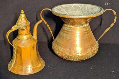 A large Middle Eastern copper pot H.31cm, together