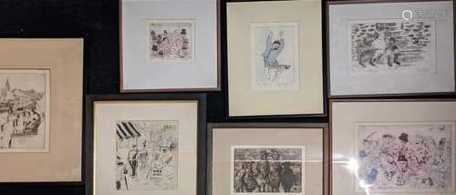 A collection of Patsy Wright etchings, together with 3