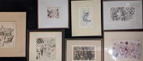 A collection of Patsy Wright etchings, together with 3