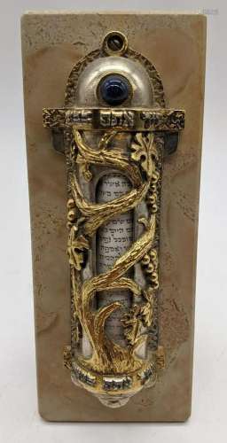 A Frank Meisler Mezuzah, silver and gold plated on