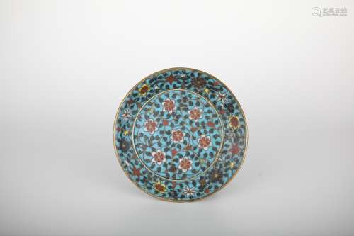 Cloisonne flower plate, Ming